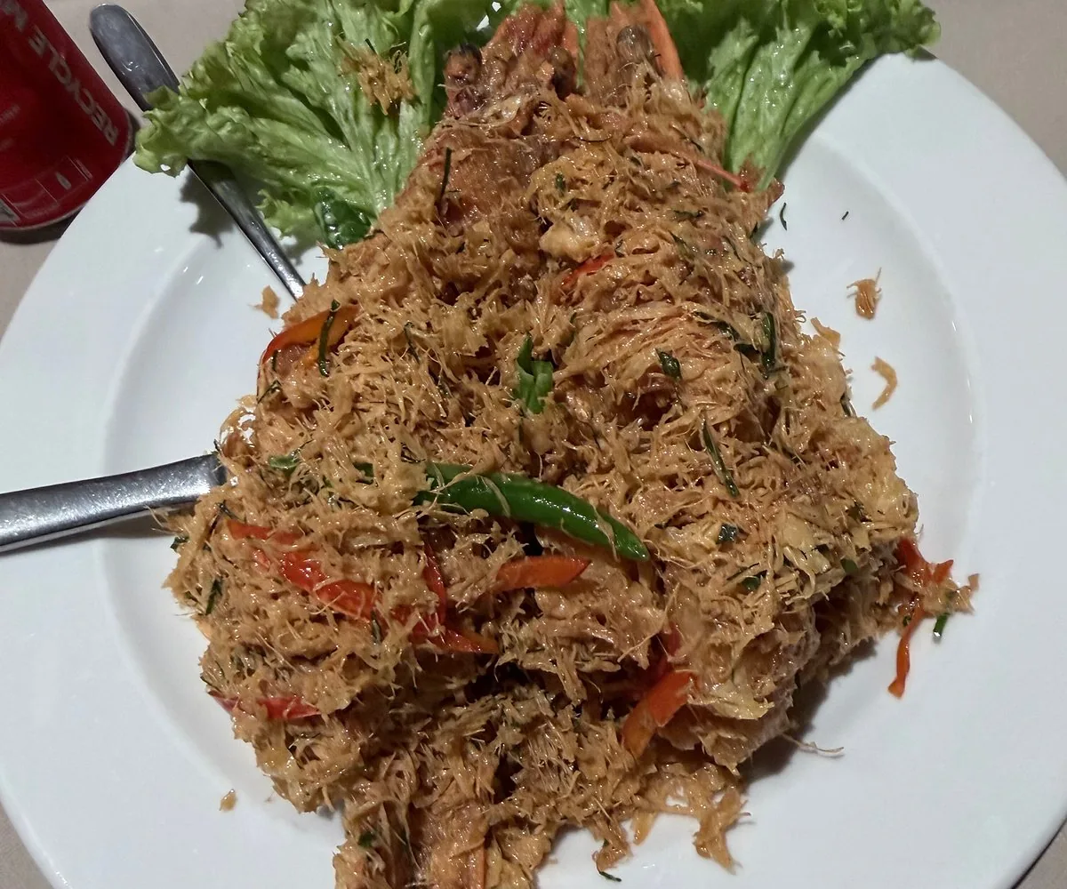 Prawns with a crisp topping at Orkid Ria Seafood Restaurant