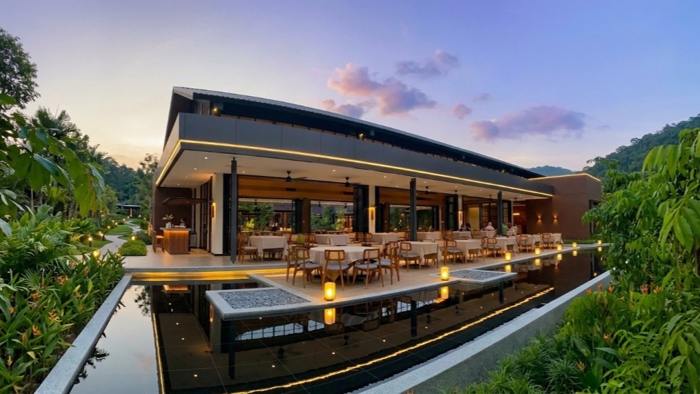 Pavilion dining beside the water